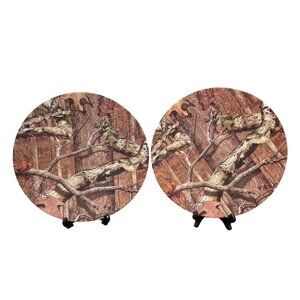 Set Of 2 Mossy Oak Camouflage Dinner Plates 11" - Microwave & Dishwasher Safe
